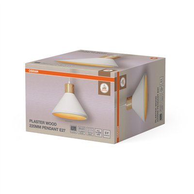 Decor Plaster Wood Pendant 220 mm E27 White