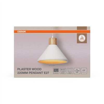 Decor Plaster Wood Pendant 220 mm E27 White