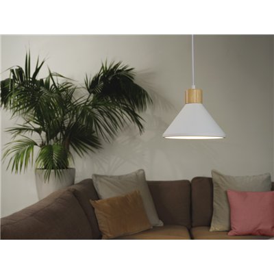 Decor Plaster Wood Pendant 220 mm E27 White