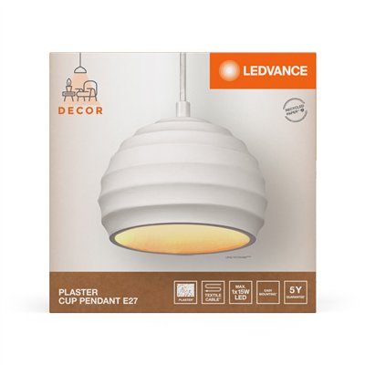 Decor Plaster Cup Pendant E27 White