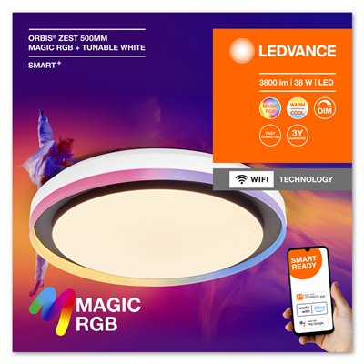 SMART+ Orbis Ceiling ZEST MAGIC RGB 500mm Black 