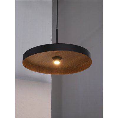 Decor Plate Pendant E27 Black Wood Decor