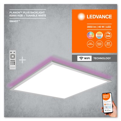 SMART+ Planon Plus Backlight with WiFi technology with Remote Control 600x600mm RGB + TW + RC