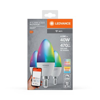 SMART+ WiFi Candle Multicolour 230V RGBW FR E14 TRIPLE PACK