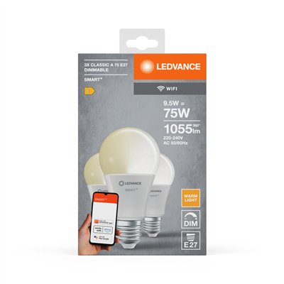 SMART+ WiFi Classic Dimmable 230V DIM FR E27 TRIPLE PACK
