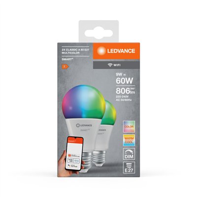SMART+ WiFi Classic Multicolour 230V RGBW FR E27 DUAL PACK