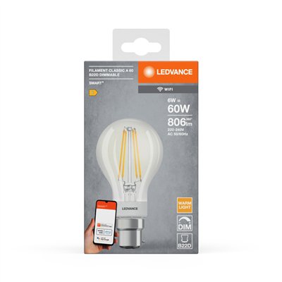 SMART+ WiFi Filament Classic Dimmable 60  6 W/2700 K B22 