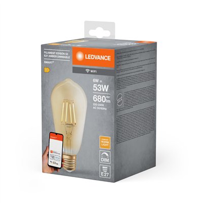 SMART+ WiFi Filament Edison Dimmable 53  6 W/2400 K E27 