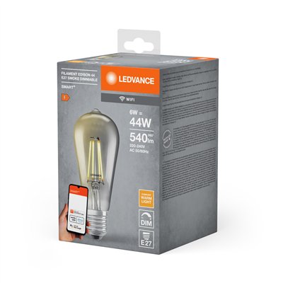 SMART+ WiFi Filament Edison Dimmable 44  6 W/2500 K E27 