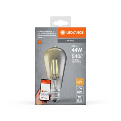 SMART+ WiFi Filament Edison Dimmable 44  6 W/2500 K E27 