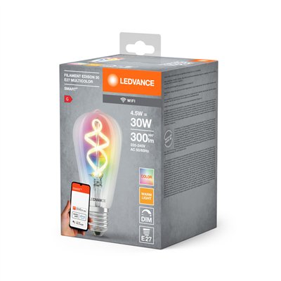 SMART+ WiFi Filament Edison RGBW 30  4.5 W/2700 K E27 