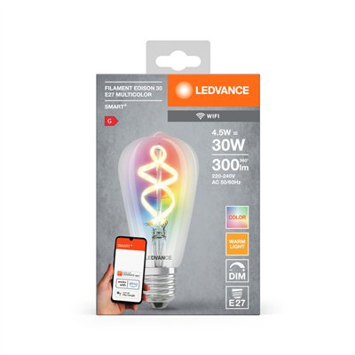 SMART+ WiFi Filament Edison RGBW 30  4.5 W/2700 K E27 