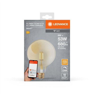 SMART+ WiFi Filament Globe Dimmable 53  6 W/2400 K E27 