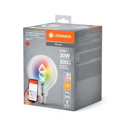 SMART+ WiFi Filament Globe RGBW 30  4.5 W/2700 K E27 