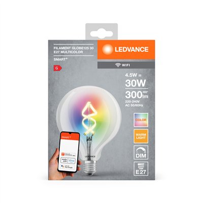 SMART+ WiFi Filament Globe RGBW 30  4.5 W/2700 K E27 