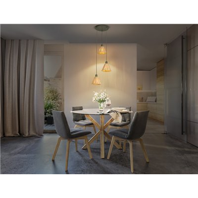 Decor Raffia Pendant Plate 3XE27 Green