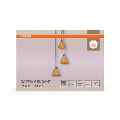 Decor Raffia Pendant Plate 3XE27 Green