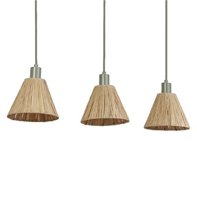 Decor Raffia Pendant Linear 3XE27 Green