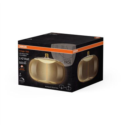 VINTAGE 1906 LED BIG DECORATIVE BULB WITH FILAMENT-MAGNETIC STYLE DIMMABLE 12W 818 Amber E27