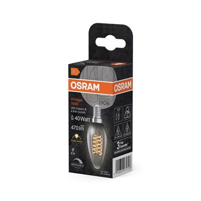 Vintage 1906 LED CLASSIC A,B,P SLIM FILAMENT DIMMABLE 4.8W 827 Clear E14
