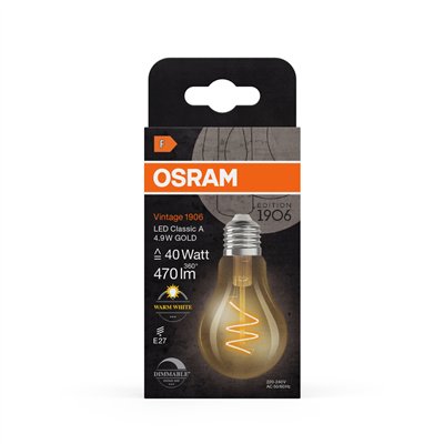 Vintage 1906 LED CLASSIC A,B,P SLIM FILAMENT DIMMABLE 4.9W 927 Gold E27
