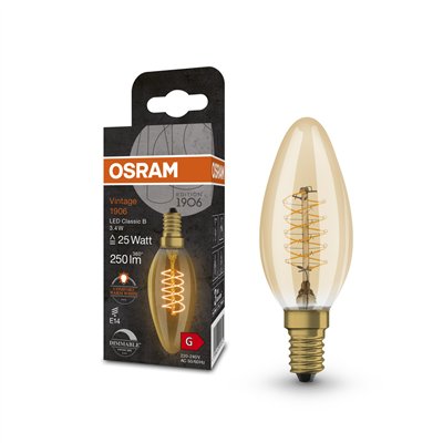 Vintage 1906 LED CLASSIC A,B,P SLIM FILAMENT DIMMABLE 3.4W 822 Gold E14