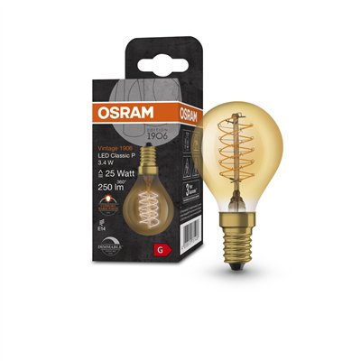 Vintage 1906 LED CLASSIC A,B,P SLIM FILAMENT DIMMABLE 3.4W 822 Gold E14