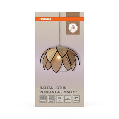 Decor Rattan Lotus Pendant 480 E27 Brown