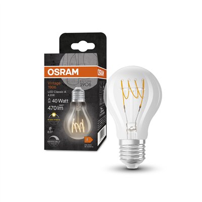 Vintage 1906 LED CLASSIC A,B,P SLIM FILAMENT DIMMABLE 4.8W 827 Clear E27