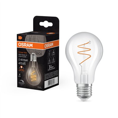 Vintage 1906 LED CLASSIC A,B,P SLIM FILAMENT DIMMABLE 4.6W 922 Clear E27