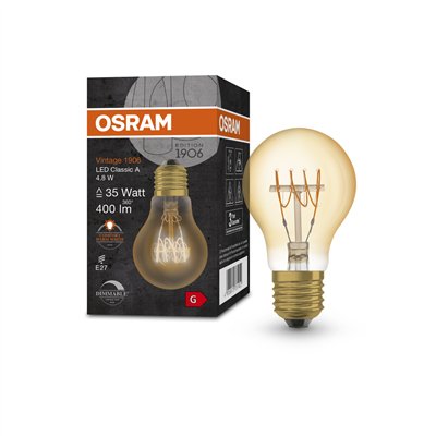 Vintage 1906 LED CLASSIC A,B,P SLIM FILAMENT DIMMABLE 4.8W 822 Gold E27