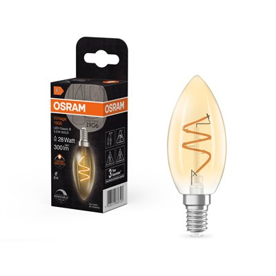 Vintage 1906 LED CLASSIC A,B,P SLIM FILAMENT DIMMABLE 3.5W 922 Gold E14