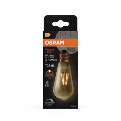 Vintage 1906 LED CLASSIC EDISON DIM 6.5W 824 Gold E27