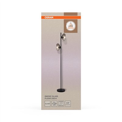 Decor Smoke Glass Floor 2xE14 Black