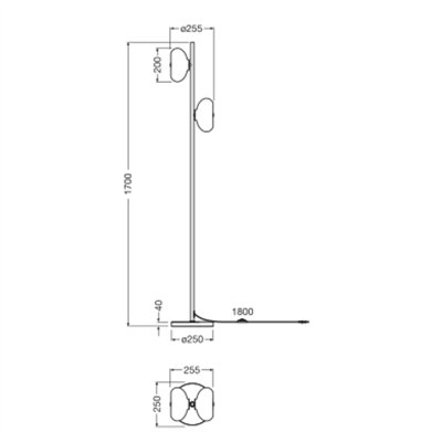 Decor Smoke Glass Floor 2xE14 Black
