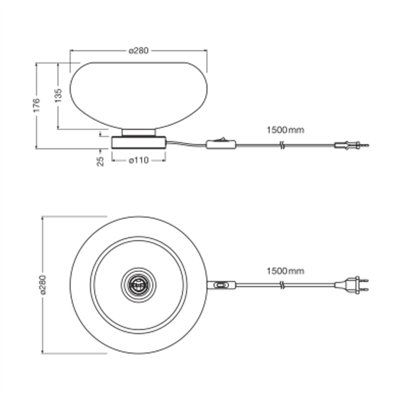 Decor Smoke Glass Table E27 Black
