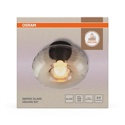 Decor Smoke Glass Ceiling E27 Black