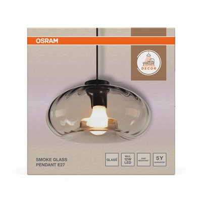 Decor Smoke Glass Pendant E27 Black