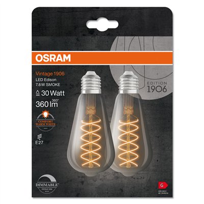 Vintage 1906 LED CLASSIC SLIM FILAMENT EDISON DIMMABLE 7.8W 818 Smoke E27 