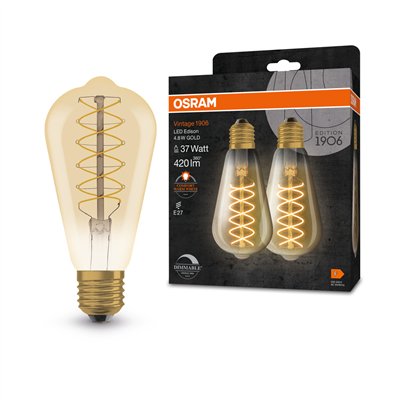 Vintage 1906 LED CLASSIC SLIM FILAMENT EDISON DIMMABLE 4.8W 822 Gold E27