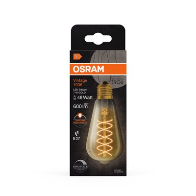 Vintage 1906 LED CLASSIC SLIM FILAMENT EDISON DIMMABLE 7W 822 Gold E27