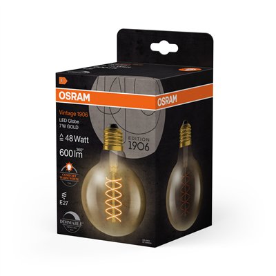 Vintage 1906 LED CLASSIC SLIM FILAMENT Globe DIMMABLE 7W 822 Gold  E27