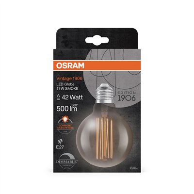 Vintage 1906 LED CLASSIC SLIM FILAMENT Globe DIMMABLE 11W 818 Smoke E27