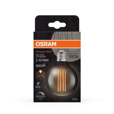 Vintage 1906 LED CLASSIC SLIM FILAMENT Globe DIMMABLE 11W 818 Smoke E27