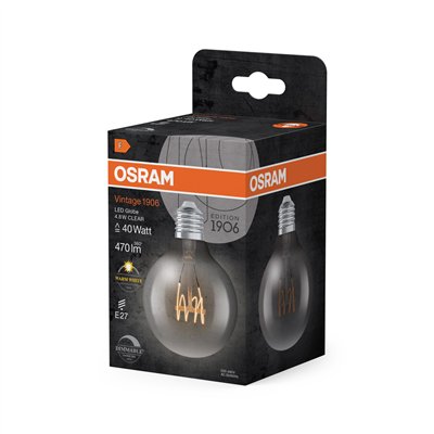 Vintage 1906 LED CLASSIC SLIM FILAMENT Globe DIMMABLE 4.8W 827 Clear E27