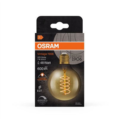 Vintage 1906 LED CLASSIC SLIM FILAMENT Globe DIMMABLE 7W 822 Gold E27