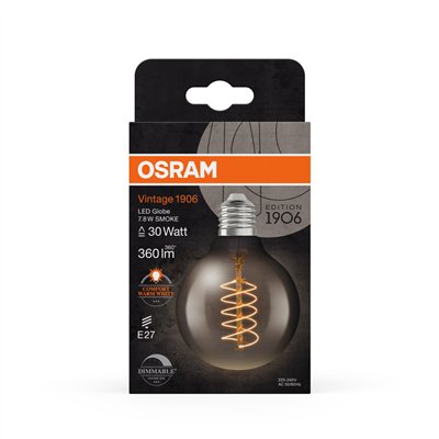 Vintage 1906 LED CLASSIC SLIM FILAMENT Globe DIMMABLE 7.8W 818 Smoke E27