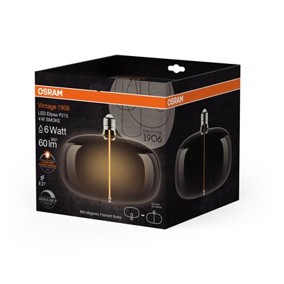 VINTAGE 1906 LED DECORATIVE BULB WITH FILAMENT-MAGNETIC STYLE DIMMABLE 4W 818 Smoke E27