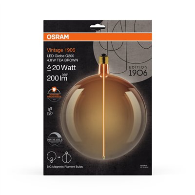 VINTAGE 1906 LED DECORATIVE BULB WITH FILAMENT-MAGNETIC STYLE DIMMABLE 4.8W 818 Tea Brown E27