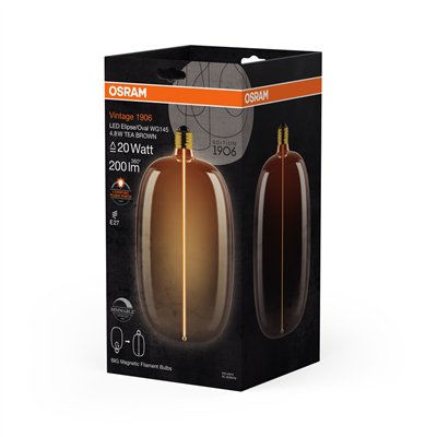 VINTAGE 1906 LED DECORATIVE BULB WITH FILAMENT-MAGNETIC STYLE DIMMABLE 4.8W 818 Tea Brown E27